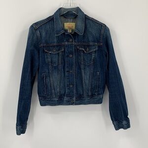 Levi's denim jean jacket blue fading distressing cotton button women Medium M